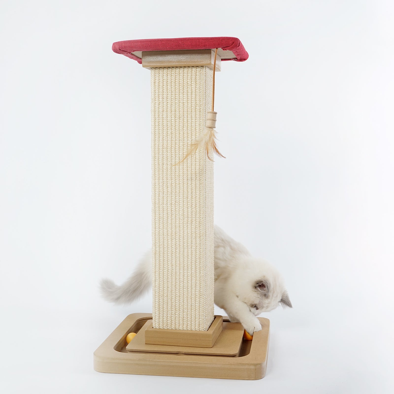 Innopet Cat Post, Cat Scratching Posts for Indoor Cats, 25" Tall & 13" Wide, Made of Sisal, Multifunctional Cat Scratchers with Cats' favorite Toys, Best Home Playground for Your Cats