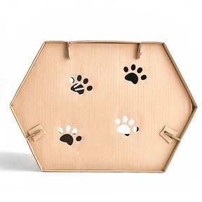 InnoPet Cat House Scratcher Post Condo Cave with Catnip - Made of Recyclable Cardboard - 20.4x14.1x14.9 inches